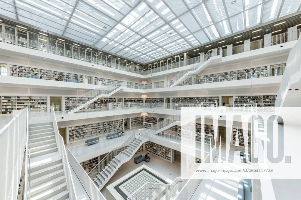 Stuttgart City Library on Mailänder Platz—Interior View, July 30, 2026, Stuttgart, Baden-Württemberg, Germany