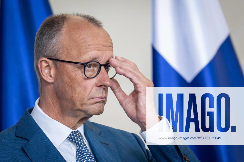 Chancellor Friedrich Merz during the joint press statement following a meeting of the heads of state and government of several like-minded EU countries regarding the next Multiannual Financial Framework at the Federal Chancellery, Berlin, Germany, Federal Chancellery