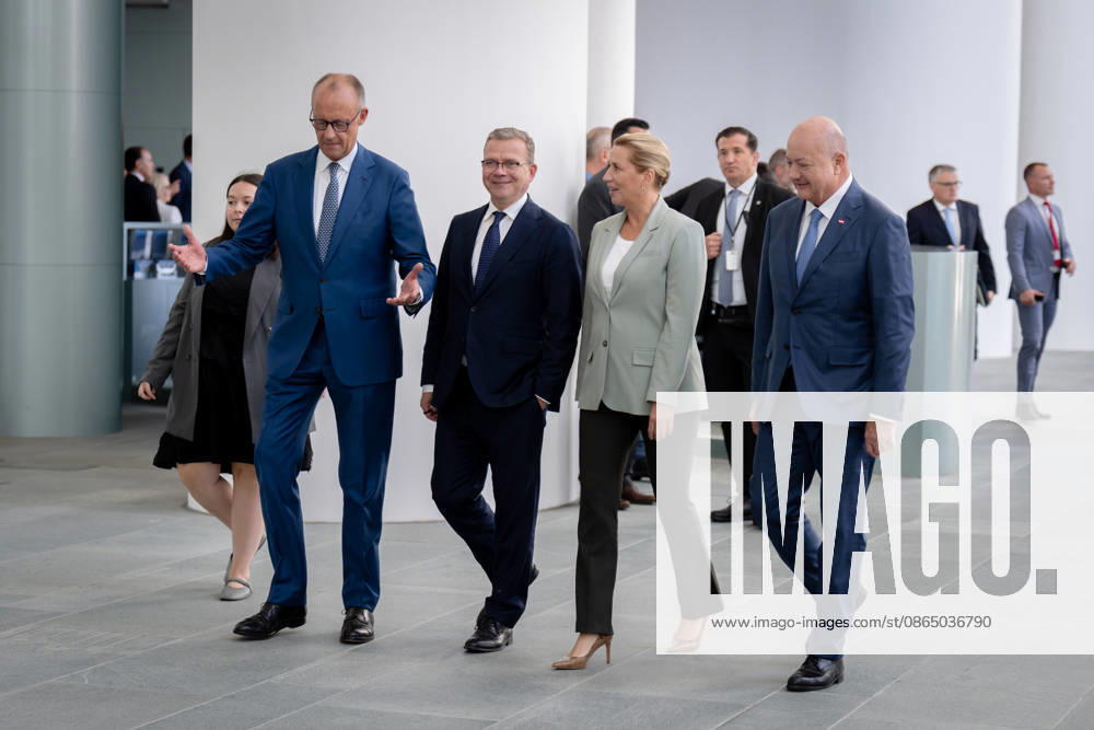 Chancellery, Meeting of Like-Minded States, Berlin, Chancellery, Arrival, Federal Chancellor, Friedrich Merz, Federal Chancellor, Christian Stocker, Austria, Prime Minister, Petteri Orpo, Finland, Prime Minister, Mette Frederiksen, Denmark, Berlin, Berlin, GER