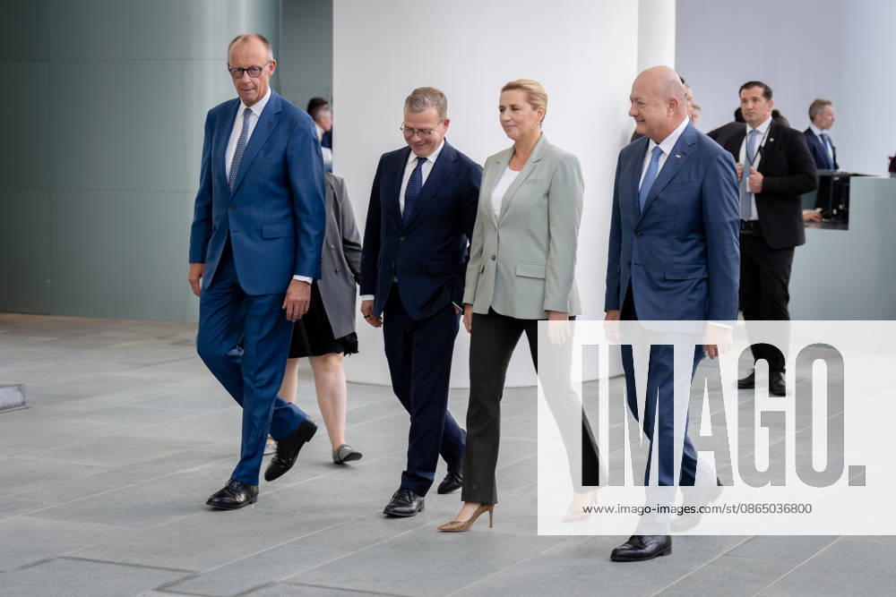 Chancellery, Meeting of Like-Minded States, Berlin, Chancellery, Arrival, Federal Chancellor, Friedrich Merz, Federal Chancellor, Christian Stocker, Austria, Prime Minister, Petteri Orpo, Finland, Prime Minister, Mette Frederiksen, Denmark, Berlin, Berlin, GER