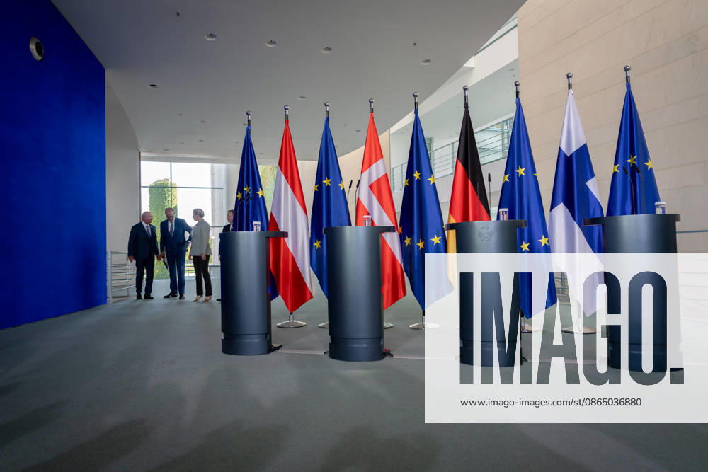 Chancellery of the Federal Chancellor, Meeting of Like-Minded States, Berlin, Chancellery of the Federal Chancellor, Press Conference, Federal Chancellor, Friedrich Merz, Federal Chancellor, Christian Stocker, Austria, Prime Minister, Petteri Orpo, Finland, Prime Minister, Mette Frederiksen, Denmark, Berlin, Berlin, GER
