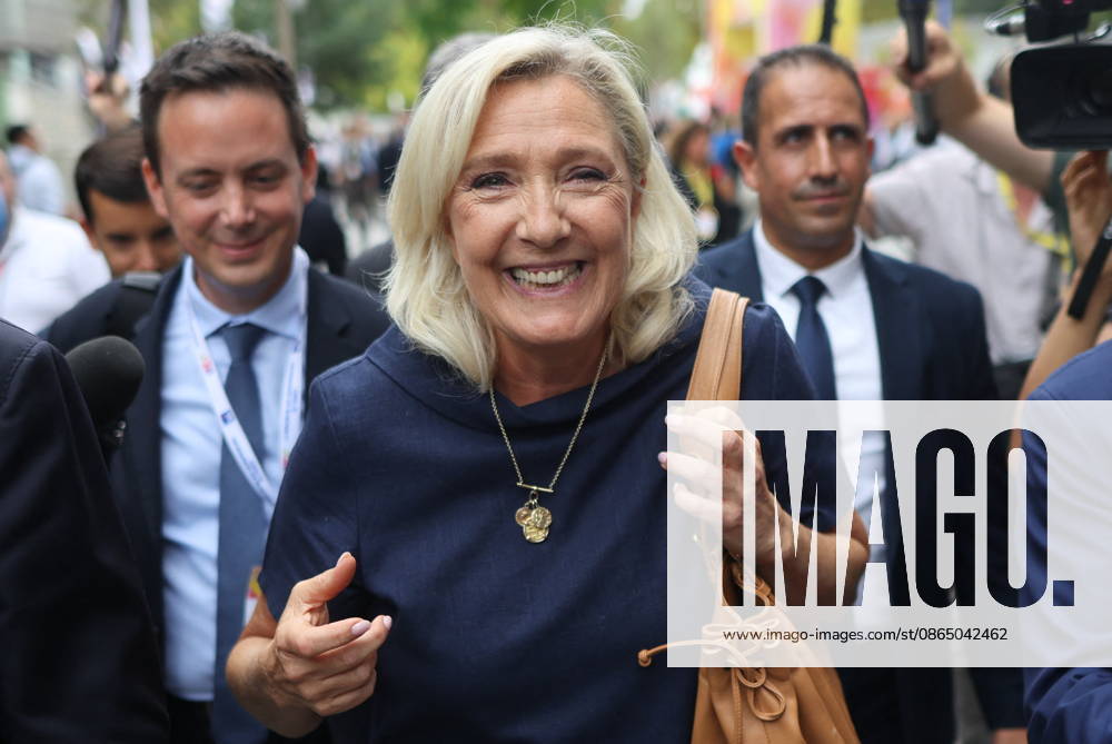 REF Medef - Marine Le Pen Arrives at Presidential Debate President of the Rassemblement National party and 2027 presidential candidate Marine Le Pen arrives at the presidential debate during the La REF 2026 meeting of French entrepreneurs, organised by the MEDEF, France s main employers federation, at the Roland-Garros venue in Paris, France on August 27, 2026. Photo by Raphael Lafargue ABACAPRESS.COM Paris France