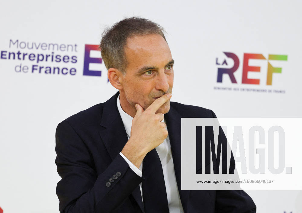 REF Medef - Presidential Debate French centre-left party Place publique s leader Raphael Glucksmann at the presidential debate during the La REF 2026 meeting of French entrepreneurs, organised by the MEDEF, France s main employers federation, at the Roland-Garros venue in Paris, France on August 27, 2026. Photo by Raphael Lafargue ABACAPRESS.COM Paris France