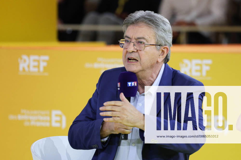 REF Medef - Presidential Debate Leader of the La France Insoumise party Jean-Luc Melenchon at the presidential debate during the La REF 2026 meeting of French entrepreneurs, organised by the MEDEF, France s main employers federation, at the Roland-Garros venue in Paris, France on August 27, 2026. Photo by Raphael Lafargue ABACAPRESS.COM Paris France