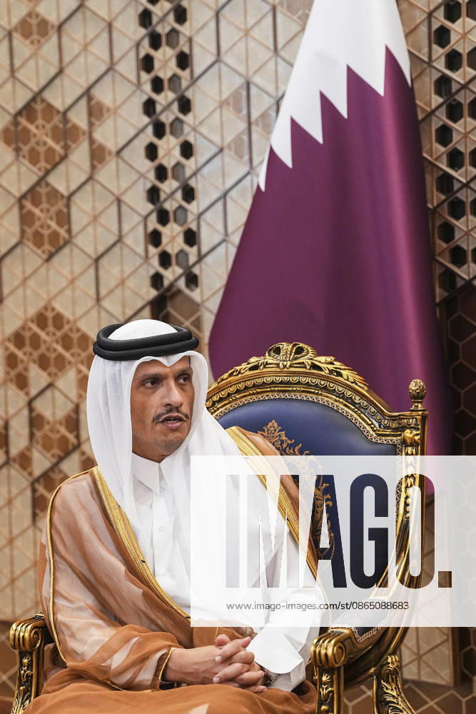 Qatar and Iran Discuss Diplomacy Qatars Prime Minister and Foreign Minister Sheikh Mohammed bin Abdulrahman bin Jassim Al Thani attends talks with Iranian Parliament Speaker Mohammad Bagher Ghalibaf, seated beside the Qatari flag, in Tehran, Iran, on August 27, 2026. The two officials discussed regional developments, efforts to reduce tensions, and ways to create conditions for the resumption of diplomatic dialogue, with the Qatari prime minister stressing that diplomacy remained the best means of resolving disputes and preventing further escalation. Tehran Tehran Iran