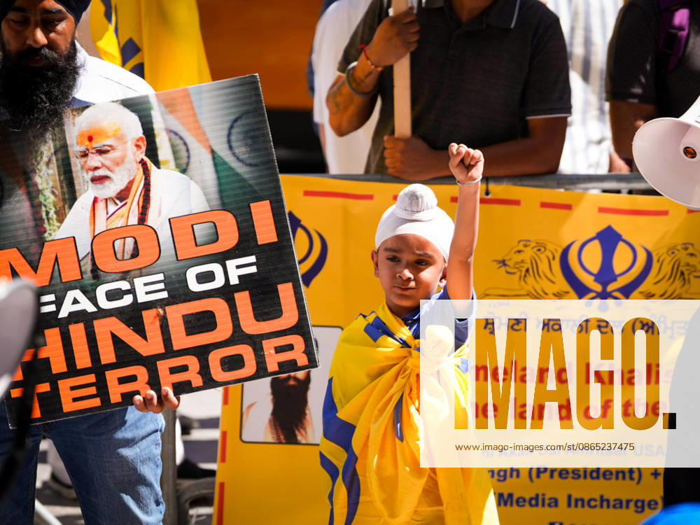 New York, NY August 29: Demonstrators gather outside Madison Square Garden for the Ã¢â‚¬oeHindus Say No to the RSSÃ¢â‚¬Â rally, protesting the appearance of RSS chief Mohan Bhagwat and calling for a secular, interfaith India on August 29, 2026. Credit: AdMedia USA - ZUMAa123 20050930_zaa_a123_017