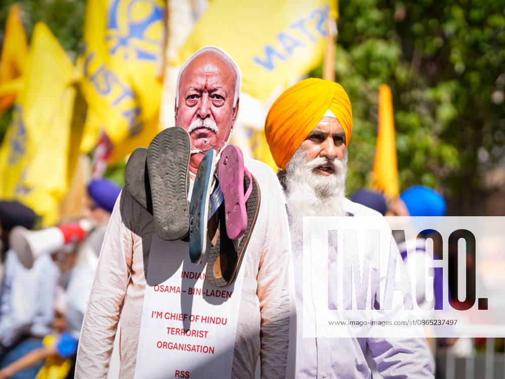 Protest Against the RSS Chief Mohan Bhagwat New York, NY August 29: Demonstrators gather outside Madison Square Garden for the Hindus Say No to the RSS rally, protesting the appearance of RSS chief Mohan Bhagwat and calling for a secular, interfaith India on August 29, 2026. Credit: Xavier Diaz AdMedia