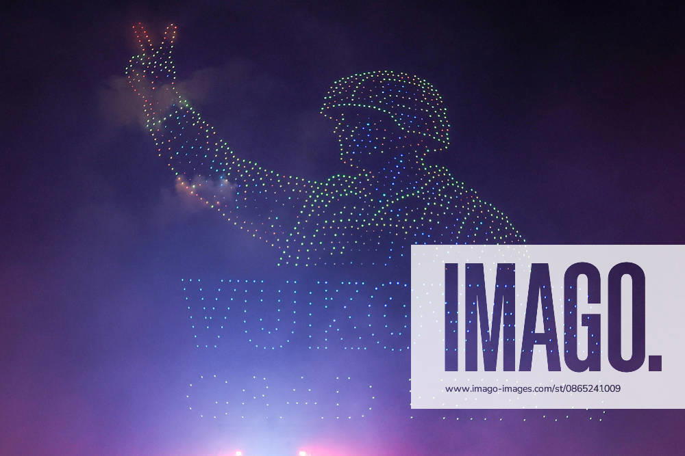 Marko Perkovic Thompson concert in Vukovar, Croatia The drone show in the sky during the Marko Perkovic Thompson concert at Economic Zone in Vukovar, Croatia on August 29, 2026. DavidxJerkovic PIXSELL