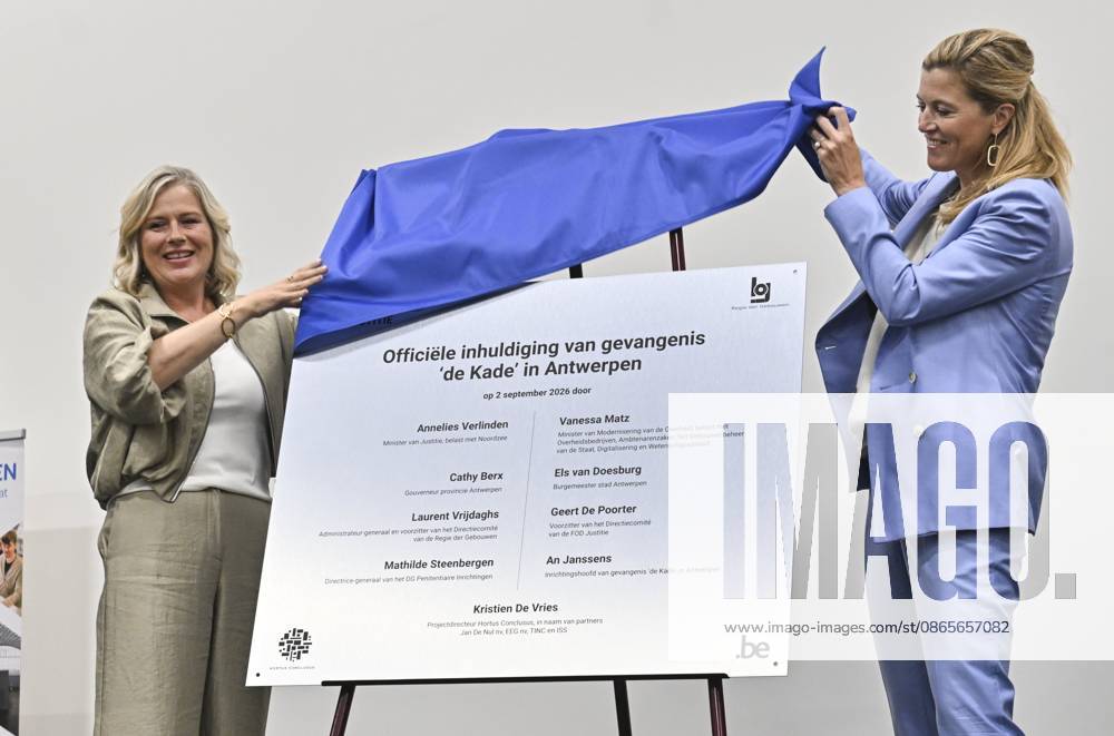 Opening Of The New Prison In Antwerp ANTWERPEN, BELGIUM - SEPTEMBER 02: Vanessa Matz (Les Engagés) Minister of Government of Buildings and Annelies Verlinden (cd&v) Minister of Justice are present at the official opening of the new de Kade prison in Antwerp, The new prison in Antwerp has been designed in line with current prison policy, with the aim of ensuring that life inside is as close as possible to the normality of the outside world. It has a capacity of 440 inmates and comprises various buildings linked by courtyards and streets on a human scale..on September 02, 2026 in Antwerpen, Belgium, 02 09 2026 Antwerpen Belgium