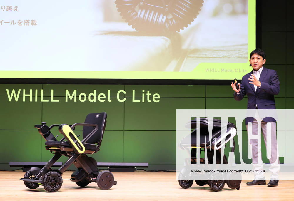 Tokyo, Japan - Japanese personal mobility company Whill unveils the new lighweight folding electric wheelchair Whill Model C Lite in Tokyo on Thursday, September 3, 2026. The new mobility weighing 18.6kg body with carbon fiver reinforced plastics parts has omni-directional wheels for front wheels and high performance battery to drive 38.5km of distance. (photo by Yoshio Tsunoda AFLO) aflo_344739875