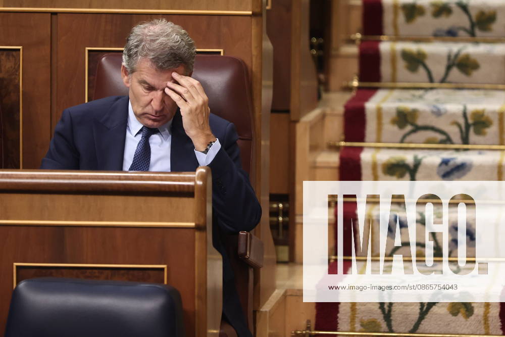 Sánchez Appears Before Congress to Report on the Government’s Response to the Migration Crisis in Ceuta Alberto Núnez Feijóo, president of the Popular Party, during a plenary session in the Congress of Deputies on September 3, 2026, in Madrid, Spain. Sánchez is appearing before the full Congress this Thursday to report on the government’s handling of the events that have taken place in Ceuta since July 30 and on the current situation in the autonomous city. SEPTEMBER 3, 2026 Madrid, Spain