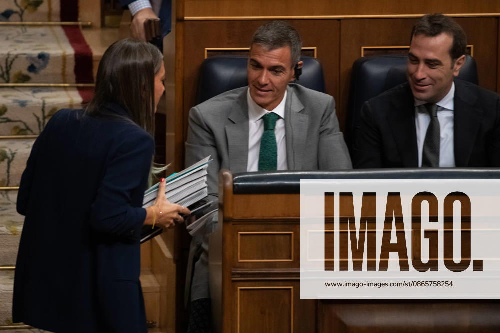 Sánchez Appears Before Congress to Report on the Government’s Response to the Migration Crisis in Ceuta I D The spokesperson for Junts in Congress, Miriam Nogueras, Prime Minister Pedro Sánchez, and First Vice President and Minister of Economy, Trade, and Business Carlos Cuerpo during a plenary session in the Congress of Deputies on September 3, 2026, in Madrid, Spain. Sánchez is appearing this Thursday before the full Congress to report on the government’s handling of the events that have taken place in Ceuta since July 30 and on the current situation in the autonomous city. SEPTEMBER 3, 2026 Fernando Sá Madrid, Madrid, Spain