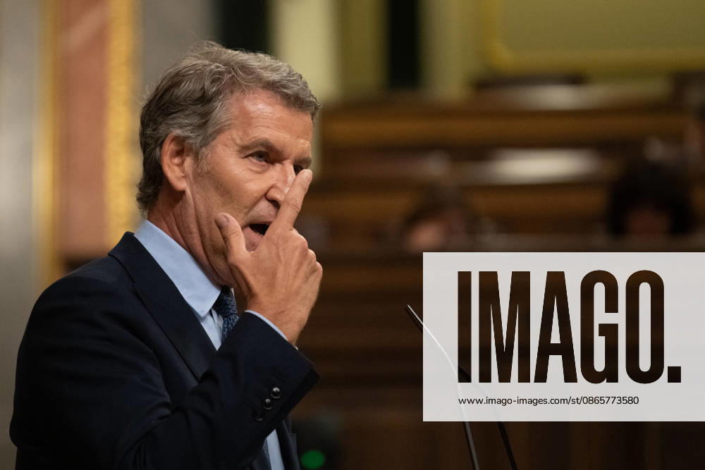 Sánchez Appears Before Congress to Report on the Government’s Response to the Migration Crisis in Ceuta Alberto Núnez Feijóo, president of the Popular Party, speaks during a plenary session of the Congress of Deputies on September 3, 2026, in Madrid, Spain. Sánchez is appearing before the full Congress this Thursday to report on the executive branch’s handling of the events that have taken place in Ceuta since July 30 and on the current situation in the autonomous city. SEPTEMBER 3, 2026 Fernando Sá Madrid, Madrid, Spain