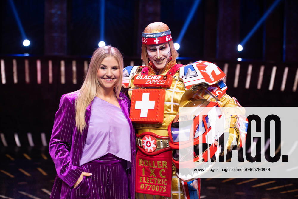 Singer Beatrice EGLI and singer Tom ROWLAND in the costumes of the Glacier Express’s new TICK TACK train, The musical Starlight Express in Bochum features the Swiss Glacier Express TICK TACK as a new train in the show; Starlight Express Theater in Bochum