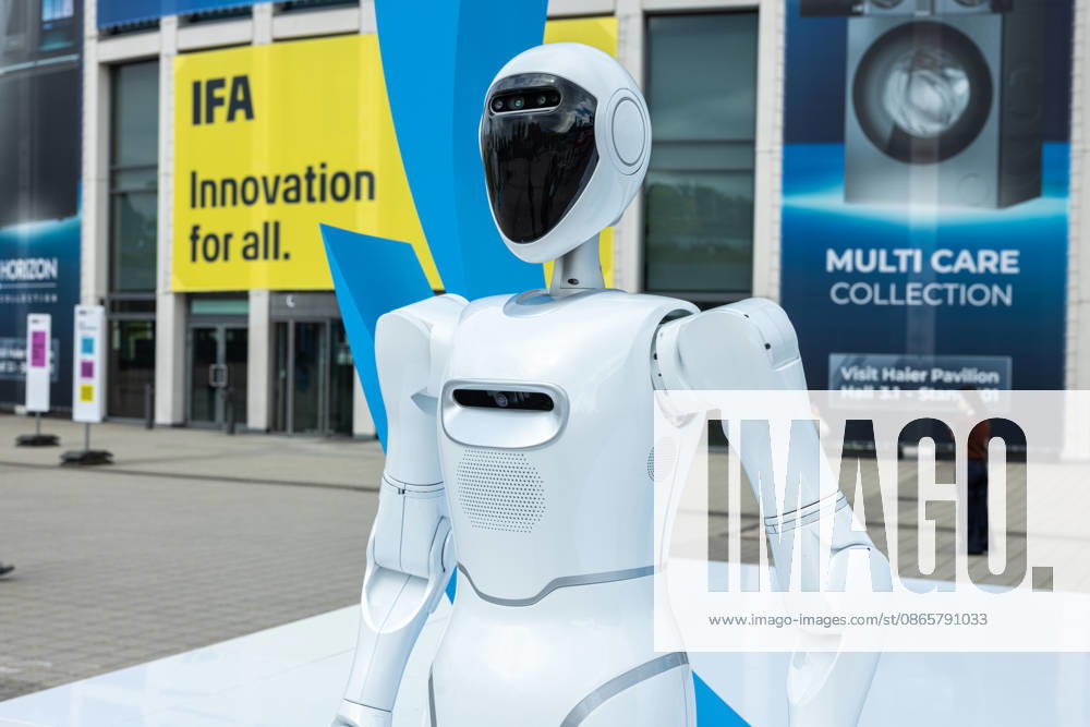 Highlights from IFA 2026 in Berlin, Germany, on September 3, 2026 A robot at the entrance to the Berlin Messe Süd exhibition center welcomes IFA visitors