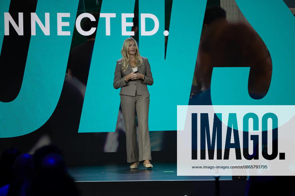 Hisense Press Conference at IFA Germany, Berlin, September 3, 2026. Alenka Potpcnik Anazic, Marketing Director at Hisense Europe—whose name is pronounced ÖPotoschnik Anschesch —stands on stage in front of the audience during Hisense’s presentation on global consumer electronics and home appliances.