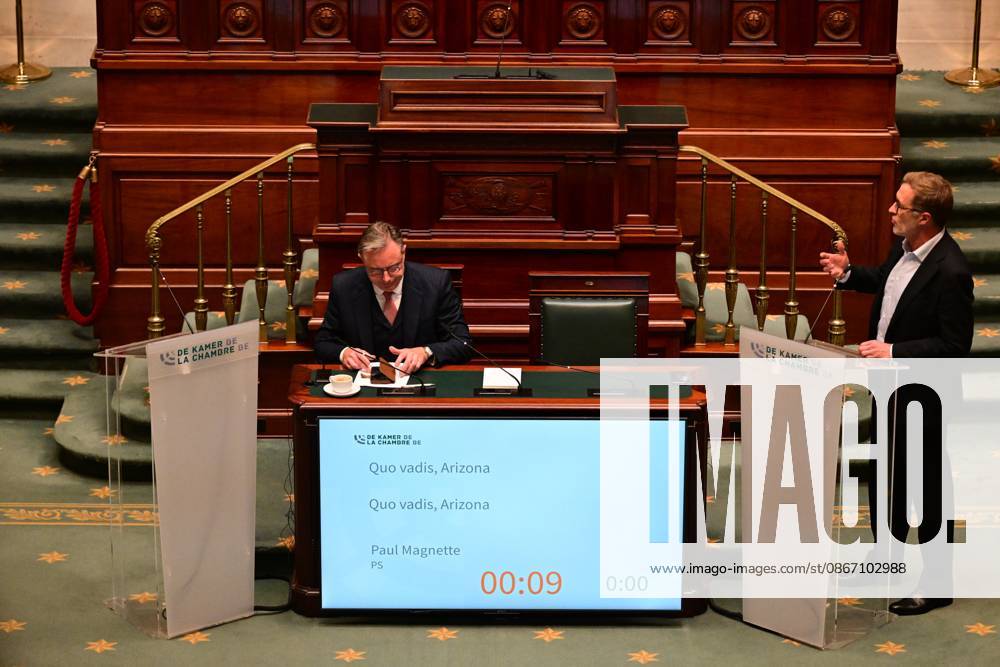 Prime Minister Bart De Wever and PS Paul Magnette pictured during a plenary session of the Chamber at the Federal Parliament in Brussels, Thursday 17 September 2026. DIRKxWAEM 186752690