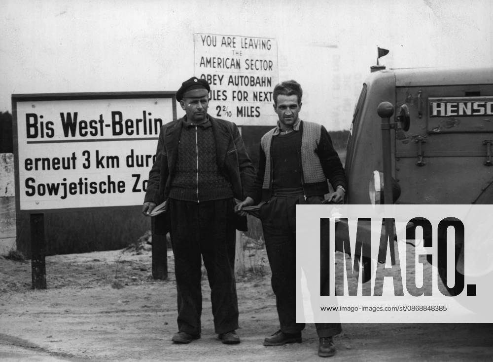 Cold Blockade of Berlin. Lorry drivers have no money left after paying the ex tolls demanded by the soviet authorities. The Berlin authorities have made a grant to the hauliers of £80,000 which is expected to cover the extra tolls for the next fortnight. The three western powers have protested to the Russians over the Berlin road tax increases which range from 100 to eleven hundred per cent and came into force at midnight on Thursday, on the hundred mile East German highway linking Berlin and West Germany. April 2, 1955. (Photo by Paul Popper, Paul Popper Ltd.).