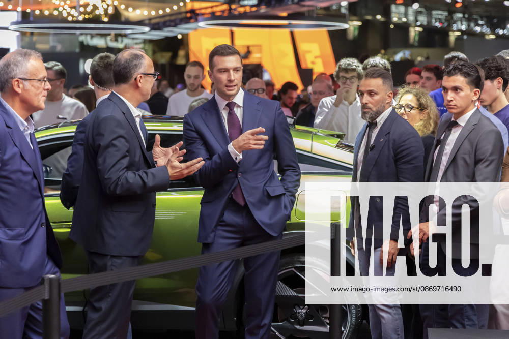 Paris, France October 16, 2026 - Paris Motor Show - Jordan Bardella RN, RASSEMBLEMENT NATIONAL, BARDELLA, SALON DE L AUTO, INDUSTRIE AUTOMOBILE, ECONOMIE, VOITURES,