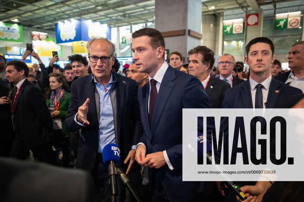 Jordan Bardella visit the Paris Motor Show - Paris President of French far-right party Rassemblement National (RN) Jordan Bardella during a visit at the 91st edition of the international Paris Motor Show (Mondial de l’auto) at the Porte de Versailles in Paris on October 16, 2026. Photo by Alexis Jumeau ABACAPRESS.COM Paris France