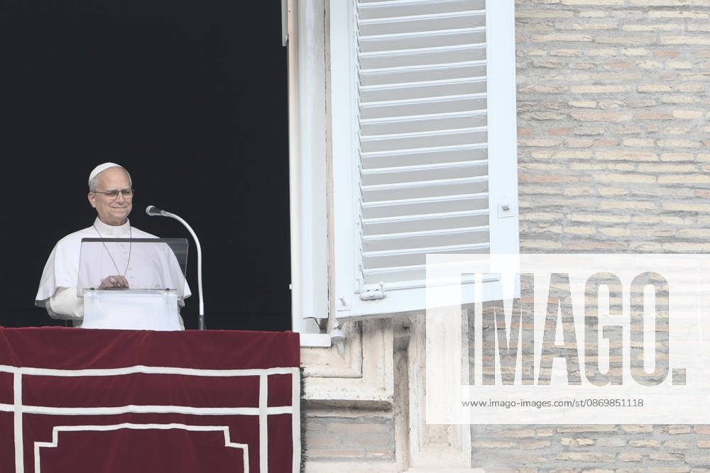 Pope Leo XIV leads Angelus prayer at Vatican VATICAN: VATICAN CITY - OCTOBER 18: Pope Leo XIV addresses the crowd from the window of the apostolic palace overlooking St.Peter s square during his Sunday Angelus prayer at the Vatican on October 18, 2026. Isabella Bonotto Anadolu Vatican City Vatican. Editorial use only. Please get in touch for any other usage.
