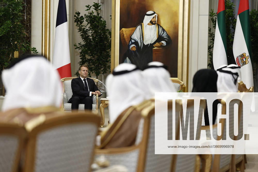 President Macron Visit To Middle East - Abu Dhabi French President Emmanuel Macron attends a meeting with Sheikh Mohamed bin Zayed Al Nahyan, President of the United Arab Emirates (UAE), (not seen) at Qasr Al Watan presidential palace in Abu Dhabi, United Arab Emirates, October 19, 2026. Photo by Benoit Tessier Pool ABACAPRESS.COM Abu Dhabi United Arab Emirates