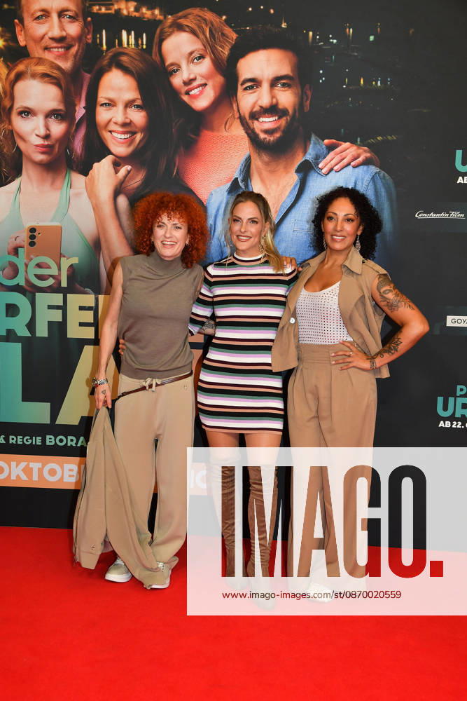 Lucy Diakovska, Sandy Moelling, and Jessica Wahls at the premiere of *Der perfekte Urlaub* at the Mathaeser Filmpalast on October 19, 2026, in Munich, Germany. Premiere of *Der perfekte Urlaub* in Munich, Germany