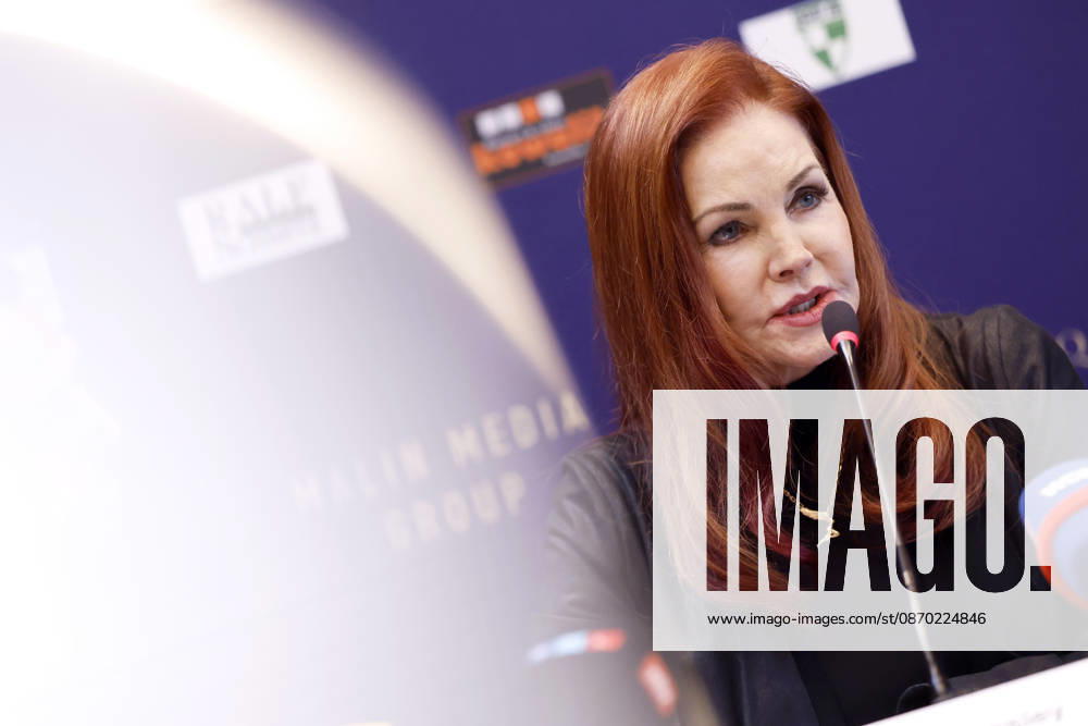 Actress Priscilla Presley, widow of the late iconic singer Elvis Presley, at a press conference for the MALIN MEDIA GROUP event An Evening with Priscilla Presley in Baesweiler, Baesweiler, October 20, 2026, North Rhine-Westphalia, Germany