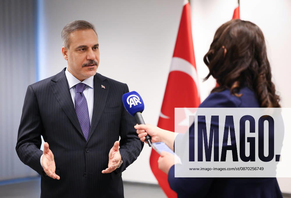 Turkish Foreign Minister Hakan Fidan BRUSSELS, BELGIUM - OCTOBER 21 : (---- MANDATORY CREDIT - TURKISH FOREIGN MINISTRY HANDOUT - NO MARKETING NO ADVERTISING CAMPAIGNS - DISTRIBUTED AS A SERVICE TO CLIENTS----) Turkish Foreign Minister Hakan Fidan speaks during an exclusive interview in Brussels, Belgium on October 21, 2026. Turkish Foreign Ministry Anadolu Brussels Belgium. Editorial use only. Please get in touch for any other usage.