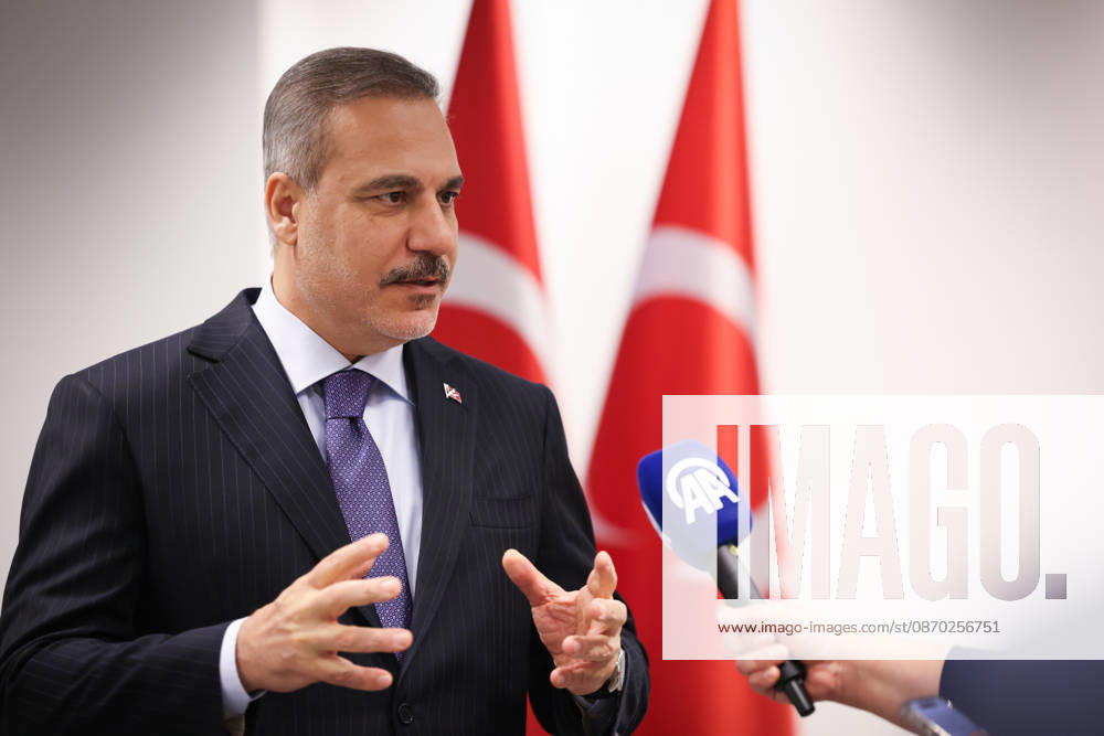 Turkish Foreign Minister Hakan Fidan BRUSSELS, BELGIUM - OCTOBER 21 : (---- MANDATORY CREDIT - TURKISH FOREIGN MINISTRY HANDOUT - NO MARKETING NO ADVERTISING CAMPAIGNS - DISTRIBUTED AS A SERVICE TO CLIENTS----) Turkish Foreign Minister Hakan Fidan speaks during an exclusive interview in Brussels, Belgium on October 21, 2026. Turkish Foreign Ministry Anadolu Brussels Belgium. Editorial use only. Please get in touch for any other usage.