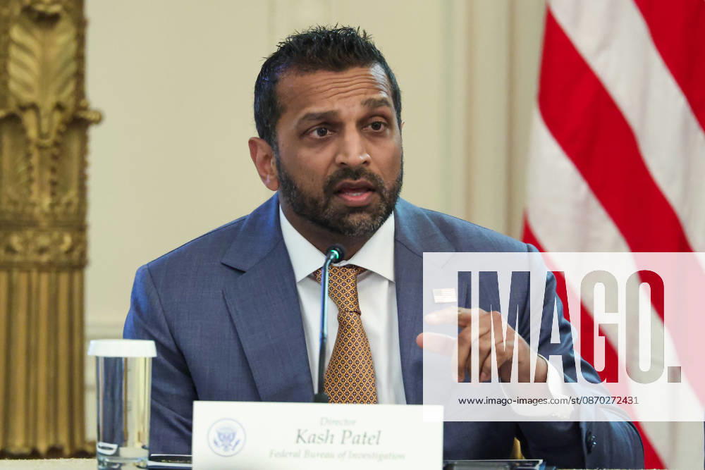 Director of the Federal Bureau of Investigation (FBI) Kash Patel speaks during a roundtable discussion on cybercrime in the East Room of the White House in Washington, DC on Wednesday, October 21, 2026. The administration is fighting back against foreign-based organized criminal organizations that exploit Americans in cyberspace and their scam centers and fraud schemes. WASP20261021511 SamuelxCorum