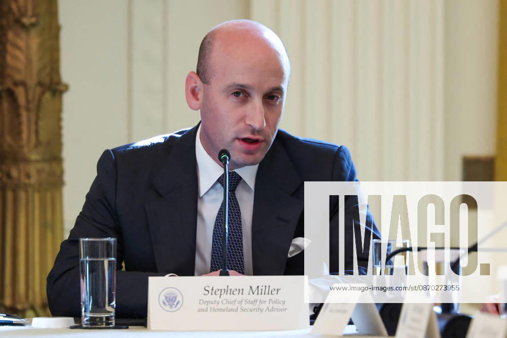 DC: President Trump Hosts Roundtable on Cybercrime at White House Stephen Miller, White House Deputy Chief of Staff for Policy, speaks during a roundtable discussion on cybercrime in the East Room of the White House on October 21, 2026 in Washington, D.C. The administration is fighting back against foreign-based organized criminal organizations that exploit Americans in cyberspace and their scam centers and fraud schemes. (Photo by Samuel Corum Pool ABACAPRESS.COM) Washington DC United States