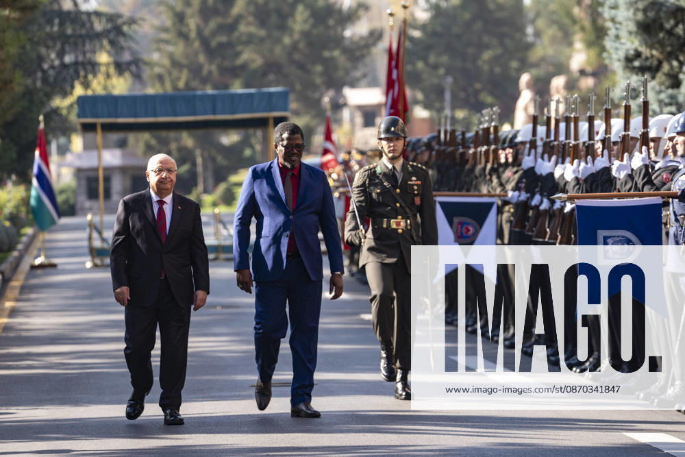 Yasar Guler - Baboucarr Ousmaila Joof meeting in Ankara ANKARA, TURKIYE - OCTOBER 22: Turkish National Defense Minister Yasar Guler welcomes Minister of Defense of the Republic of The Gambia Baboucarr Ousmaila Joof with an official military ceremony at the Ministry of National Defense in Ankara, Turkiye on Thursday, October 22, 2026. Osmancan Gurdogan Anadolu Ankara Turkey. Editorial use only. Please get in touch for any other usage.