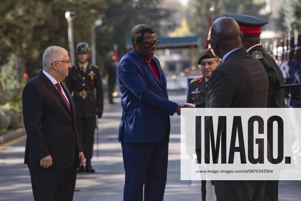Yasar Guler - Baboucarr Ousmaila Joof meeting in Ankara ANKARA, TURKIYE - OCTOBER 22: Turkish National Defense Minister Yasar Guler welcomes Minister of Defense of the Republic of The Gambia Baboucarr Ousmaila Joof with an official military ceremony at the Ministry of National Defense in Ankara, Turkiye on Thursday, October 22, 2026. Osmancan Gurdogan Anadolu Ankara Turkey. Editorial use only. Please get in touch for any other usage.