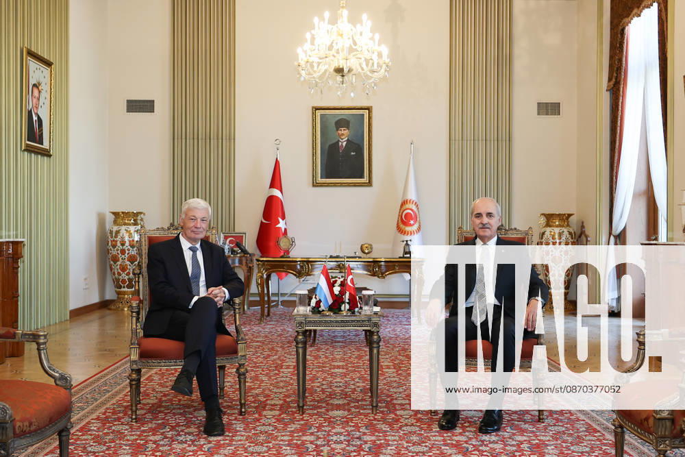 Speaker of the Turkish Parliament Numan Kurtulmus meets Luxembourg Counterpart Claude Wiseler in Ankara ANKARA, TURKIYE - OCTOBER 22: (---- - MANDATORY CREDIT - TURKISH GRAND NATIONAL ASSEMBLY HANDOUT - NO MARKETING NO ADVERTISING CAMPAIGNS - DISTRIBUTED AS A SERVICE TO CLIENTS----) Speaker of the Grand National Assembly of Turkiye Numan Kurtulmus meets with Claude Wiseler, President of the Chamber of Deputies of Luxembourg, at the Turkish Grand National Assembly in Ankara, Turkiye on October 22, 2026. Turkish Grand National Assembly Anadolu Ankara Turkey. Editorial use only. Please get in touch for any other usage.
