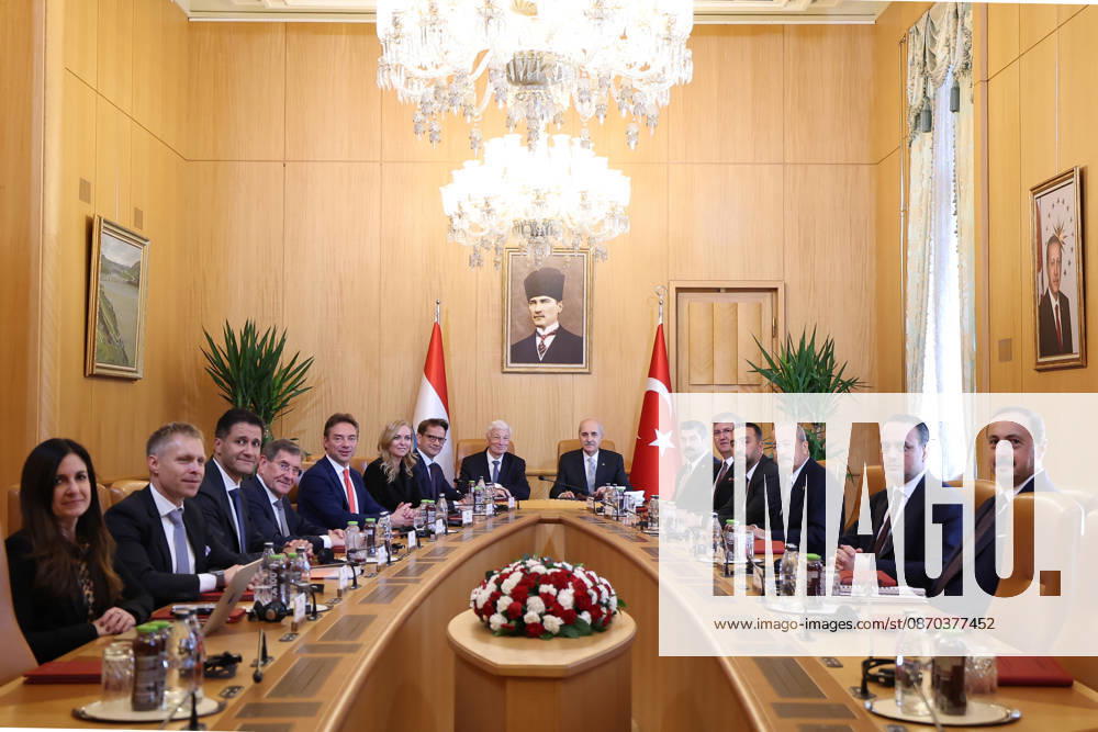 Speaker of the Turkish Parliament Numan Kurtulmus meets Luxembourg Counterpart Claude Wiseler in Ankara ANKARA, TURKIYE - OCTOBER 22: (---- - MANDATORY CREDIT - TURKISH GRAND NATIONAL ASSEMBLY HANDOUT - NO MARKETING NO ADVERTISING CAMPAIGNS - DISTRIBUTED AS A SERVICE TO CLIENTS----) Speaker of the Grand National Assembly of Turkiye Numan Kurtulmus meets with Claude Wiseler, President of the Chamber of Deputies of Luxembourg, at the Turkish Grand National Assembly in Ankara, Turkiye on October 22, 2026. Turkish Grand National Assembly Anadolu Ankara Turkey. Editorial use only. Please get in touch for any other usage.