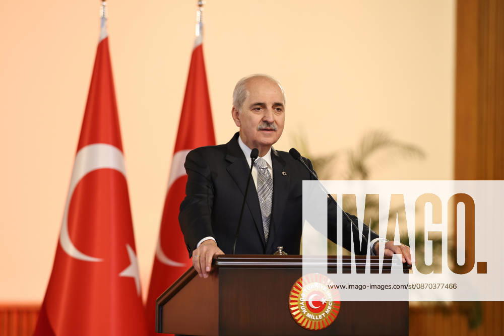 Speaker of the Turkish Parliament Numan Kurtulmus meets Luxembourg Counterpart Claude Wiseler in Ankara ANKARA, TURKIYE - OCTOBER 22: (---- - MANDATORY CREDIT - TURKISH GRAND NATIONAL ASSEMBLY HANDOUT - NO MARKETING NO ADVERTISING CAMPAIGNS - DISTRIBUTED AS A SERVICE TO CLIENTS----) Speaker of the Grand National Assembly of Turkiye Numan Kurtulmus and Claude Wiseler, President of the Chamber of Deputies of Luxembourg, hold a joint press conference after their meeting at the Turkish Grand National Assembly in Ankara, Turkiye on October 22, 2026. Turkish Grand National Assembly Anadolu Ankara Turkey. Editorial use only. Please get in touch for any other usage.