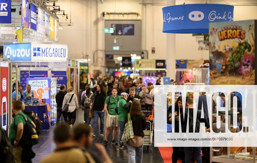 Visitors in the exhibition halls on October 22, 2026, at the SPIEL Essen trade show, held from October 22–25, 2026, in Essen, Germany, at the Grugahalle