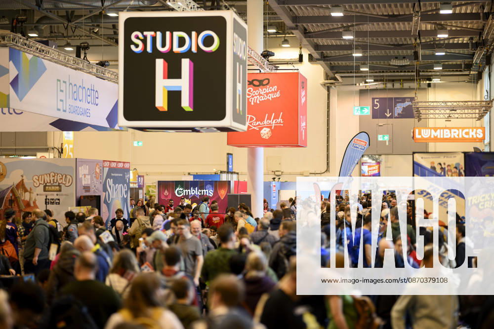 Visitors at the trade show, Hall 6, Studio H, on October 22, 2026, at the SPIEL Essen trade show, held from October 22–25, 2026, in Essen, Germany, at the Grugahalle