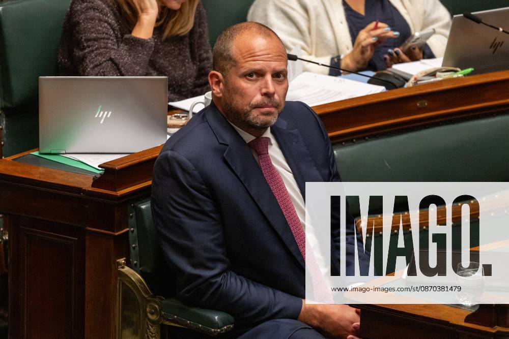 Minister of Defence and Foreign Trade Theo Francken pictured during a plenary session of the Chamber at the federal parliament in Brussels, Thursday 22 October 2026. NICOLASxMAETERLINCK 190655625