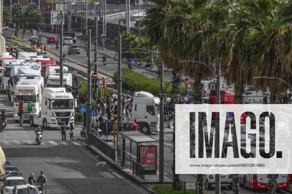 A slow-moving procession of trucks took place today in Naples. The heavy vehicles which have been stationed for days on Via Argine, blocking the exit for fuel tankers and consequently causing a shortage of gasoline and diesel at service stations moved toward the port before returning to Via Argine, leading to severe traffic disruptions, October 22, 2026. The drivers explained the reasons for their protest to passersby; many expressed that they are disappointed with the decree just enacted by the government.Rome, October 22, 2026 ANSA CIRO FUSCO Napoli ITALIA - ZUMAa110 20261022_zaf_a110_013