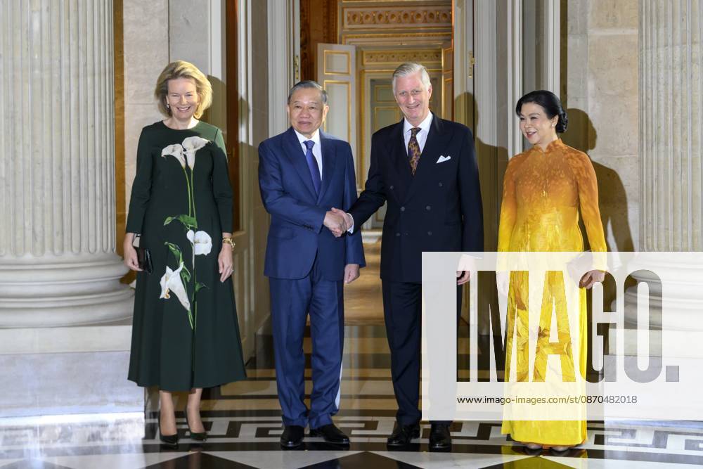 HRH the King Receives To Lam President Of Vietnam LAEKEN, BELGIUM - His Excellency To Lam and spouse Ngô ThË Ph°¡ng Ly pictured with King Philippe of Belgium and Queen Mathilde of Belgium during their visit to the Laeken Palace on October 23, 2026 in Laeken, Belgium, 23 10 2026 Laeken Belgium