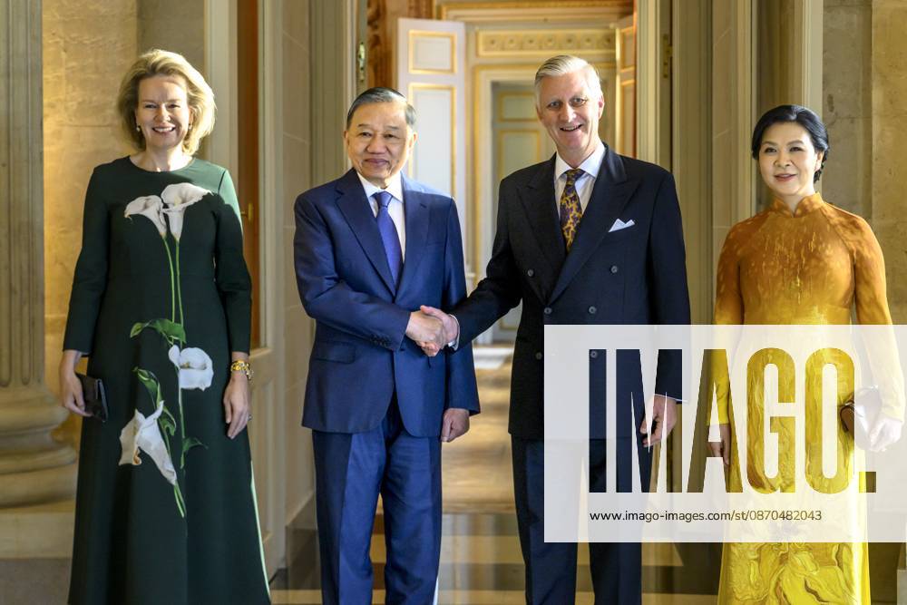 HRH the King Receives To Lam President Of Vietnam LAEKEN, BELGIUM - His Excellency To Lam and spouse Ngô ThË Ph°¡ng Ly pictured with King Philippe of Belgium and Queen Mathilde of Belgium during their visit to the Laeken Palace on October 23, 2026 in Laeken, Belgium, 23 10 2026 Laeken Belgium