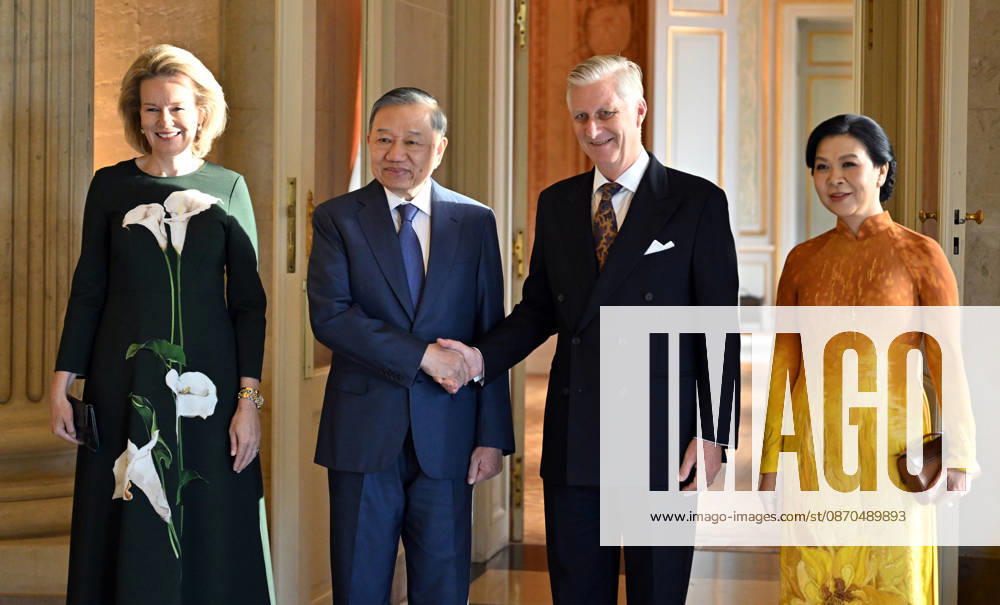 King Philippe of Belgium meets with Vietnamese President To Lam in Belgium BRUSELLS, BELGIUM - OCTOBER 23: King Philippe of Belgium (2nd R) and Queen Mathilde (L) host Vietnamese President To Lam (2nd L) and his wife, Ngo Phuong Ly (R), at the Royal Palace of Laeken in Belgium, Brussels on October 23, 2026. Dursun Aydemir Anadolu Brussels Belgium. Editorial use only. Please get in touch for any other usage.