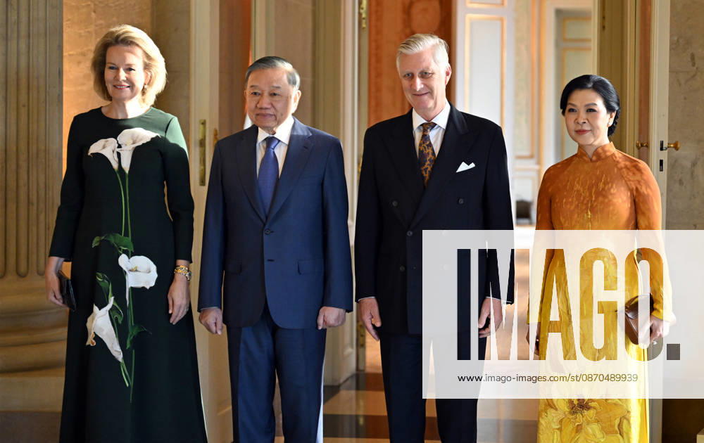 King Philippe of Belgium meets with Vietnamese President To Lam in Belgium BRUSELLS, BELGIUM - OCTOBER 23: King Philippe of Belgium (2nd R) and Queen Mathilde (L) host Vietnamese President To Lam (2nd L) and his wife, Ngo Phuong Ly (R), at the Royal Palace of Laeken in Belgium, Brussels on October 23, 2026. Dursun Aydemir Anadolu Brussels Belgium. Editorial use only. Please get in touch for any other usage.