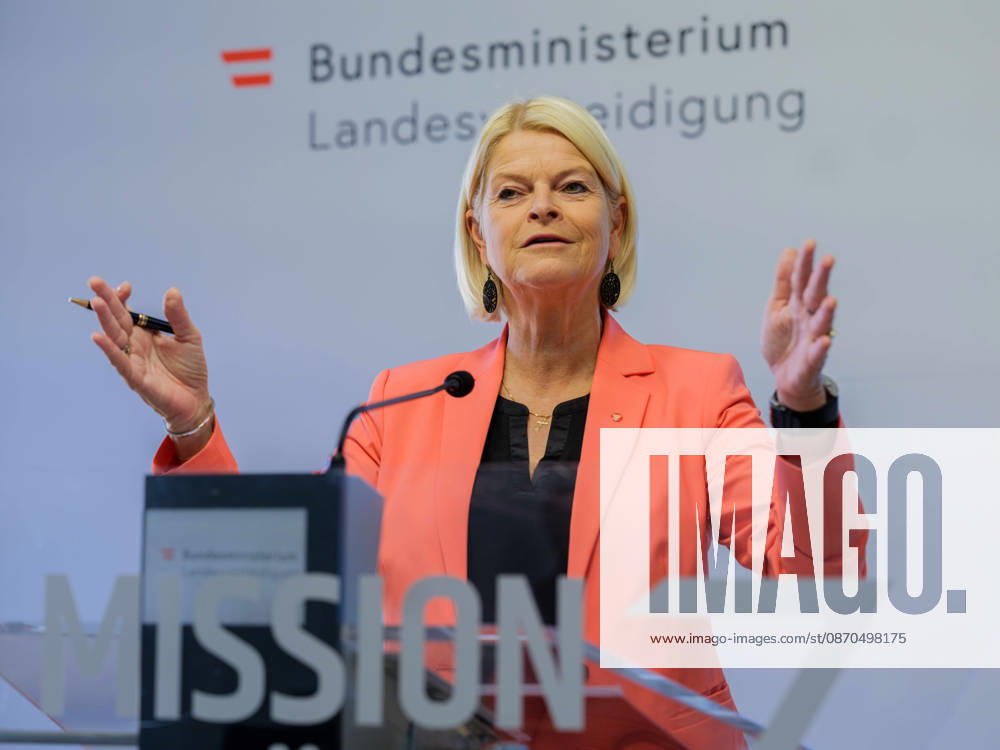 Press Conference on the BMLV Youth Monitor 2026—Federal Minister of Defense Klaudia Tanner (ÖVP) on October 23, 2026, at the press conference titled What Do Young People Think About the Austrian Armed Forces? held at the Rossauer Barracks in Vienna, Vienna, Austria