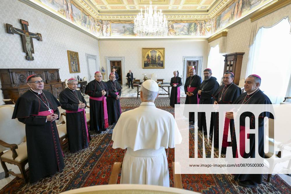 ITALY- REL VATICAN -POPE LEO XVI DURING A PRIVATE AUDIENCE WITH BISHOPS OF PANAMA ON PRIVATE VISIT AS PART OF THEIR AD LIMINA APOSTOLORUM October 23, 2026 ITALY REL - Vatican, October 23, 2026 Pope Leo XIV receives the bishops of Panama on a private visit as part of their Ad Limina Apostolorum visit - NO BOOKS