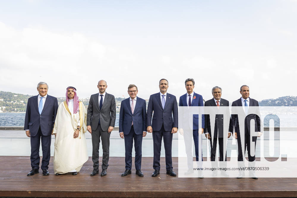 L R Antonio Tajani, Minister of Foreign Affairs of Italy; Prince Faisal bin Farhan bin Abdullah bin Faisal bin Farhan Al Saud, Minister of Foreign Affairs of Saudi Arabia; Jean Noel Barrot, M