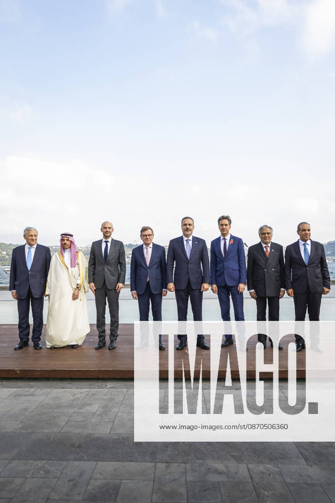 L R Antonio Tajani, Minister of Foreign Affairs of Italy; Prince Faisal bin Farhan bin Abdullah bin Faisal bin Farhan Al Saud, Minister of Foreign Affairs of Saudi Arabia; Jean Noel Barrot, M