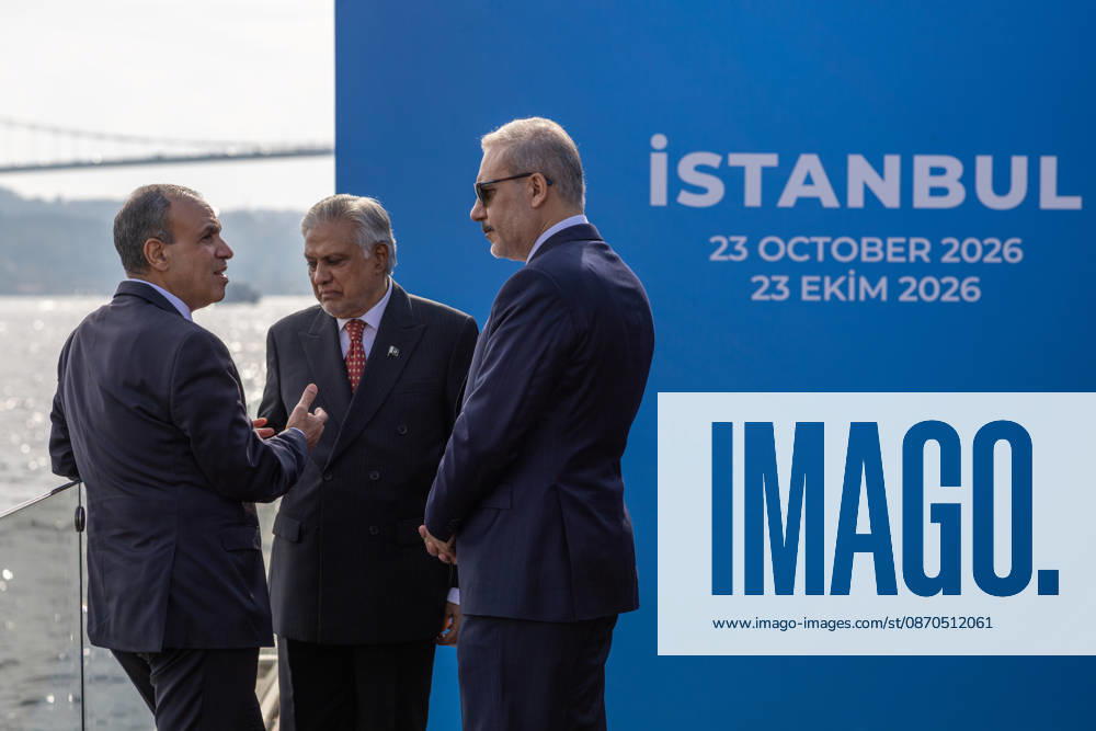 R4 Foreign Ministers Meeting in Istanbul ISTANBUL, TURKIYE - OCTOBER 23: Turkish Foreign Minister Hakan Fidan (R) meets with Pakistani Foreign Minister Muhammad Ishaq Dar (C), Egyptian Foreign Minister Badr Abdelatty (L), and Saudi Arabian Foreign Minister Faisal bin Farhan Al Saud (not seen) on the sidelines of R4 Foreign Ministers Meeting, bringing together Turkiye, Egypt, Pakistan and Saudi Arabia, hosted by Fidan in Istanbul, Turkiye, on October 23, 2026. Mustafa Hatipoglu Anadolu Istanbul Turkey. Editorial use only. Please get in touch for any other usage.